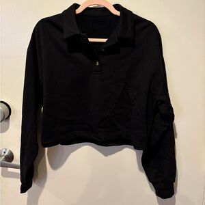ALO Yoga Black Cropped Polo Shirt